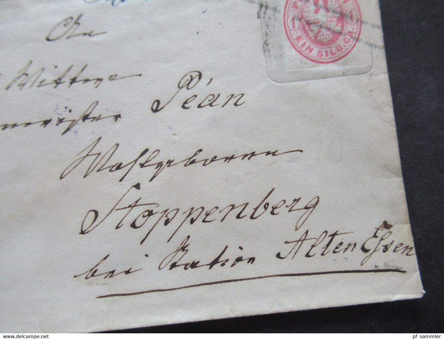 AD Preußen 1867 Ganzsachen Umschlag U 31 Handschriftlich Entwertet!! Nach Stoppenberg / Alten Essen - Postwaardestukken