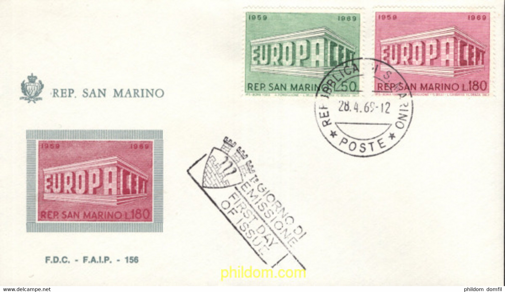 695251 MNH SAN MARINO 1969 EUROPA CEPT. 10 ANIVERSARIO DE LA CEPT - Gebruikt