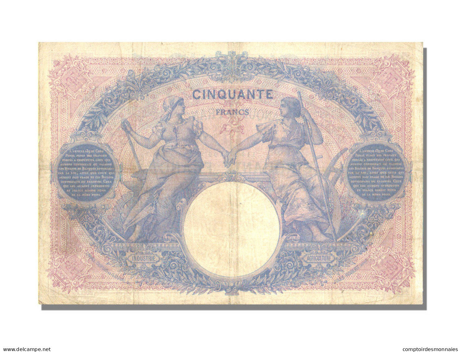 Billet, France, 50 Francs, 50 F 1889-1927 ''Bleu Et Rose'', 1913, 1913-08-07 - 50 F 1889-1927 ''Bleu Et Rose''