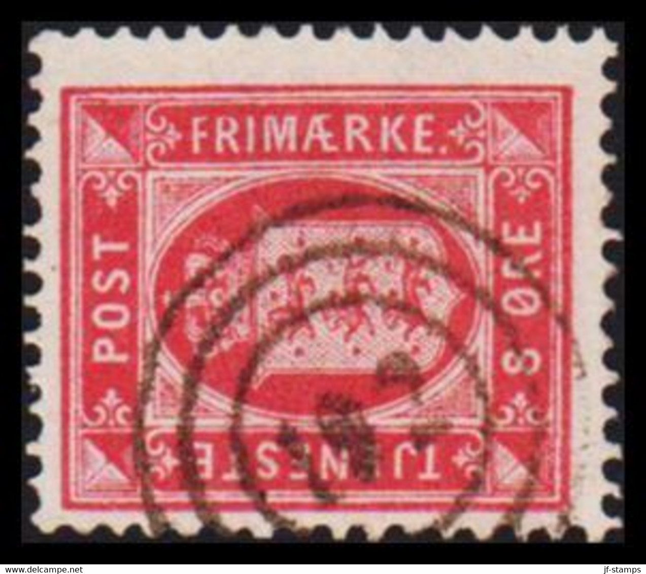 1875. DANMARK. TJENESTE 8 Øre Rosa. Perf. 14x13½ With The Very Rare Numeral Cancel 192 Sjæll... (Michel D6YA) - JF529060 - Oficiales