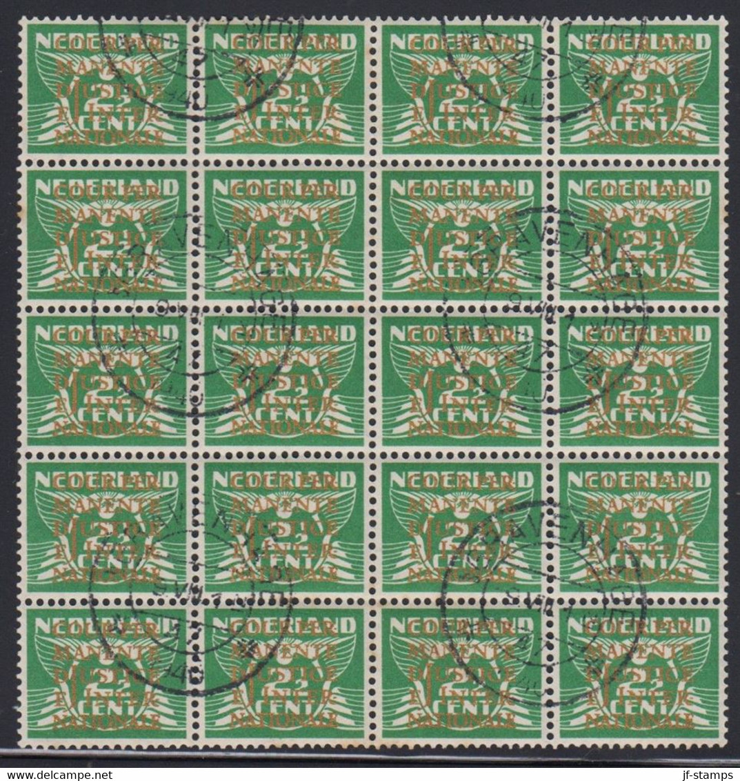 1934-1938. NEDERLAND. 2½ CENT In 20-block Overprinted  „COUR PERMANENTE DE JUSTICE INTERNA... (Michel Di. 10) - JF529126 - Officials