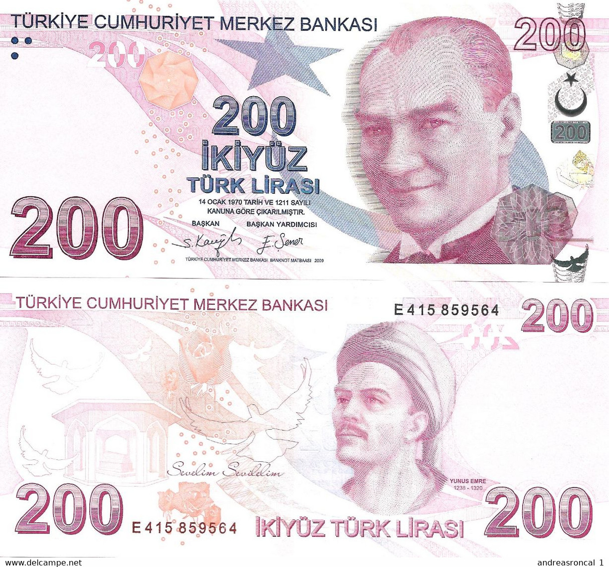 Turkey 200 Lire 2009 / (2021) P-227e Letter E UNC - Turquie