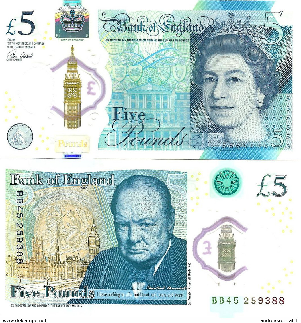 United Kingdom 5 Pounds 2015 / (2016) P-394 UNC - 5 Pounds