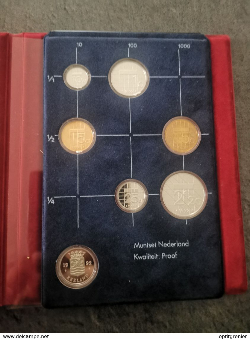 COFFRET BE PROOF 1992 PAYS BAS / NEDERLAND UNC CENTS & GULDEN SET - Mint Sets & Proof Sets