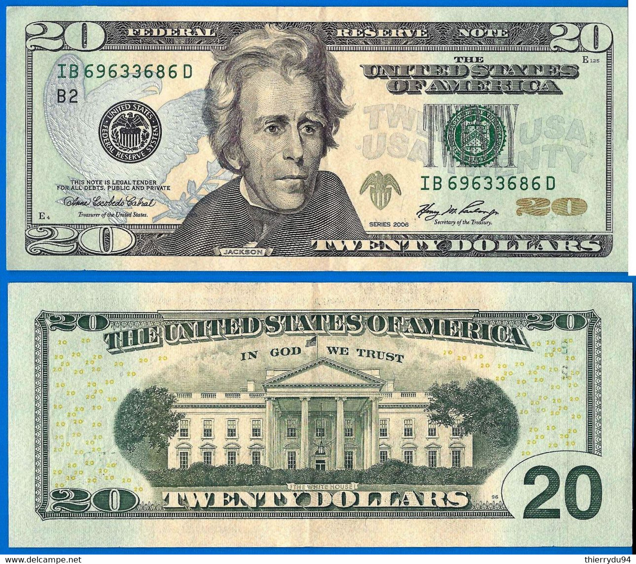 USA 20 Dollars 2006 Mint New York B2 Suffixe D Etats Unis United States Dollars US Paypal Crypto Bitcoin OK - Billetes De Estados Unidos (1862-1923)