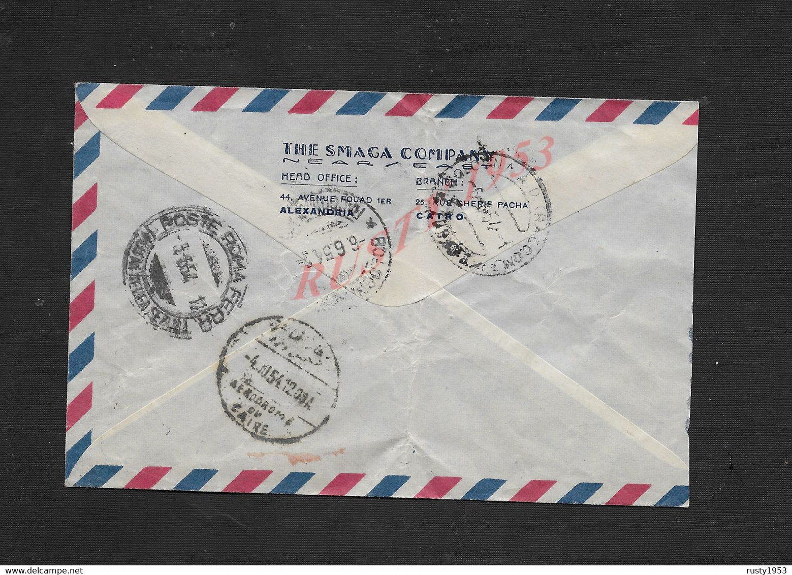 EGYPTE LETTRE DE THE SMAGA COMPAGNY SUR TIMBRE EN R GRIFFE 0074 DE ALEXANDRIA POUR BOLOGNA ITALIE : - Cartas & Documentos