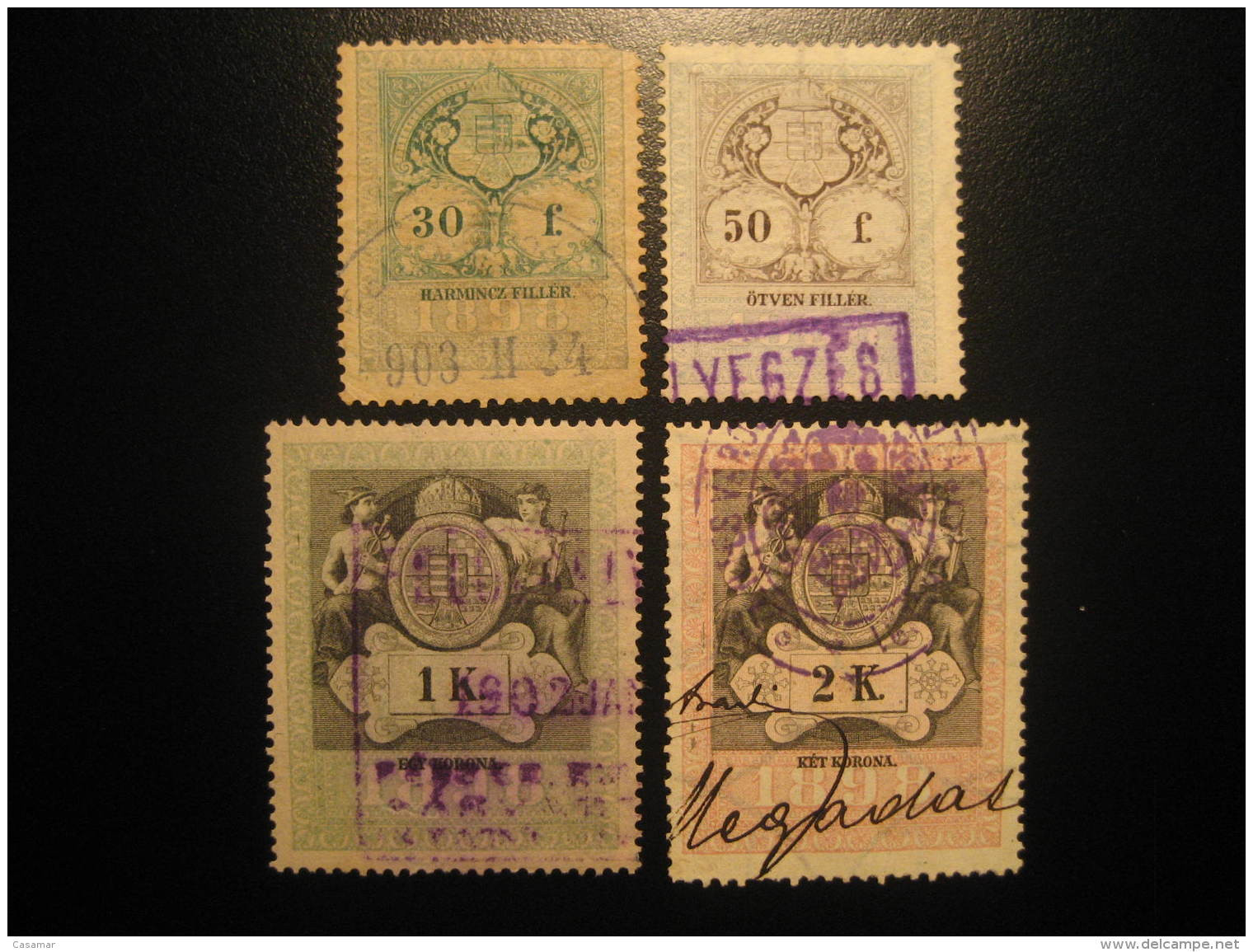 1898 4 Different Revenue Fiscal Postage Due Tax Official Stamp Different Condition HUNGARY - Steuermarken