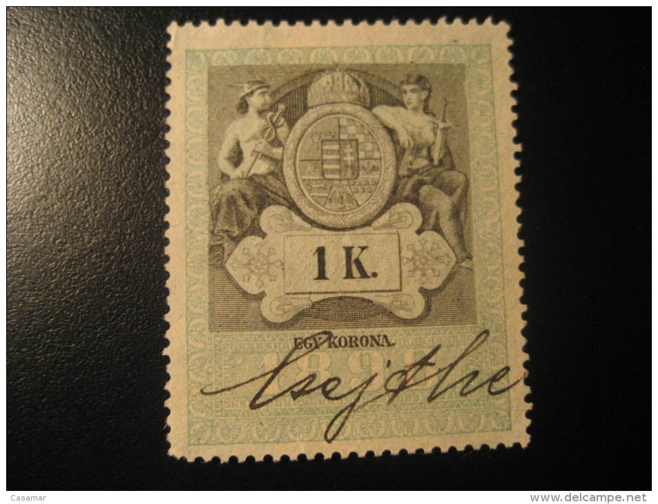 1898 1 K Revenue Fiscal Tax Postage Due Official Hungary - Revenue Stamps