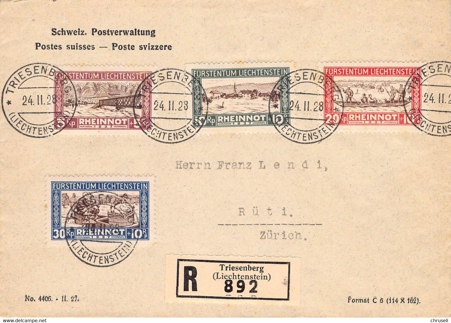 SBK FL W7 - W10 (Rheinnot) Satzbrief, Einschreiben Für Die Hochwassergeschädigten - Enteros Postales