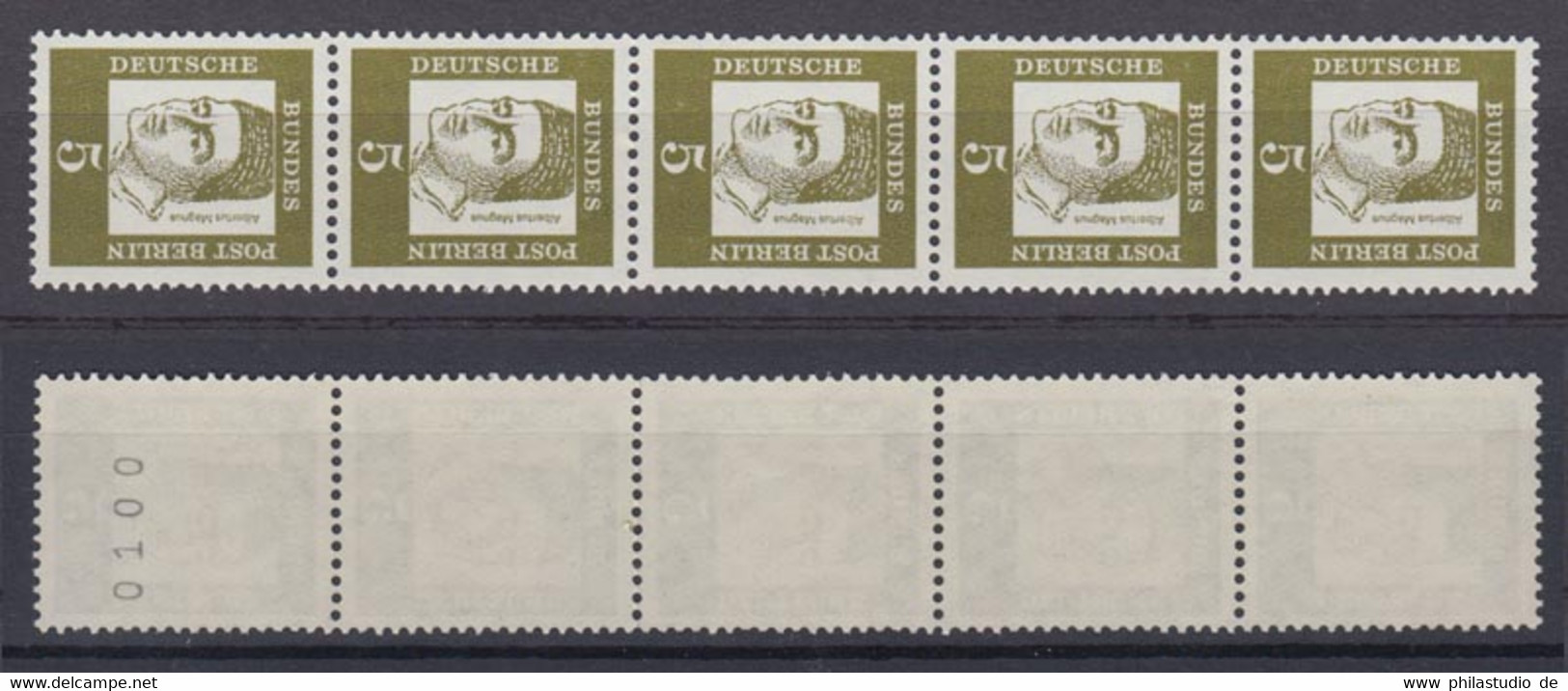 Berlin 199 RM 5er Streifen Mit Gerader Nummer Bedeutende Deutsche 5 Pf ** - Roulettes