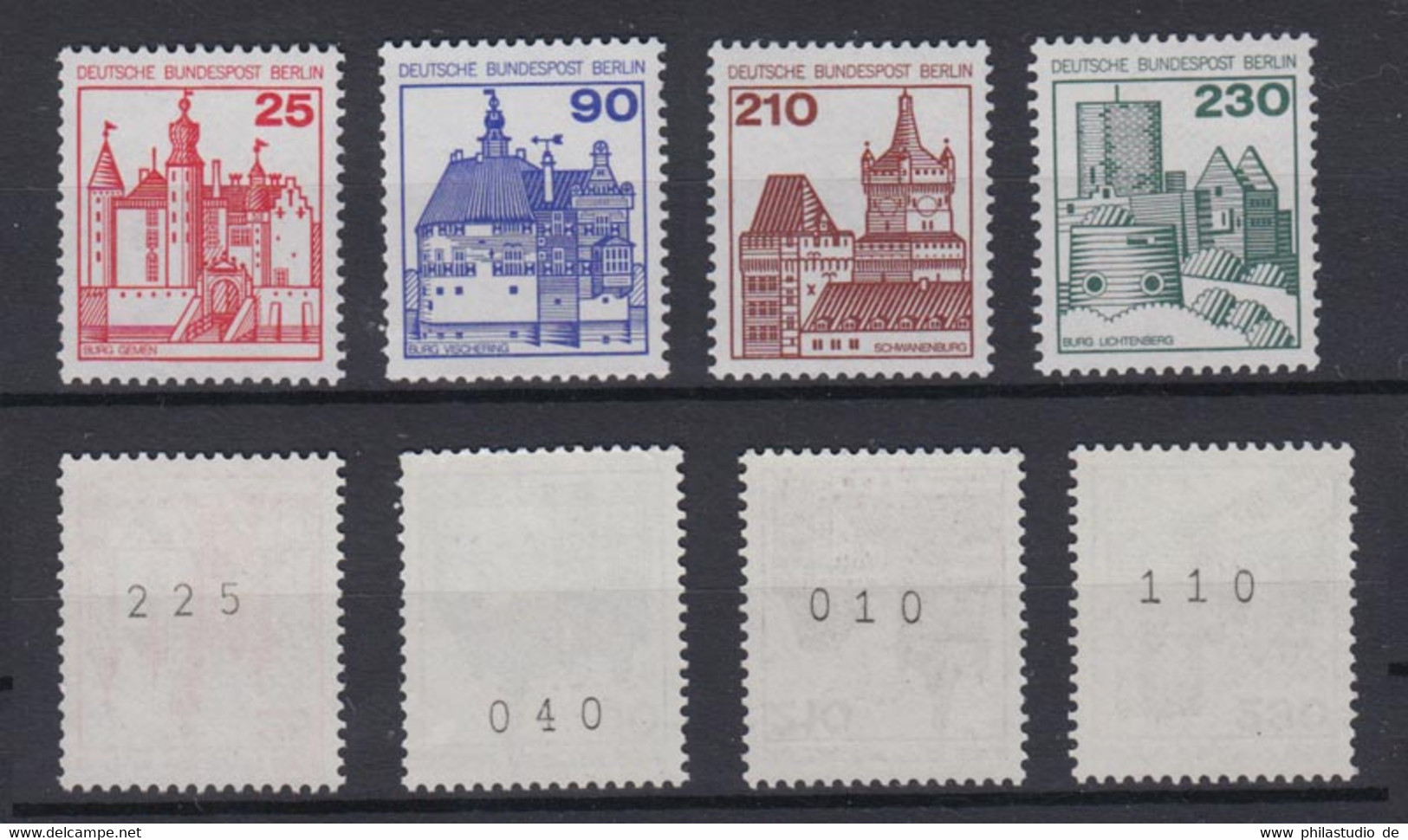 Berlin 587-590 RM Mit Nummer Burgen + Schlösser 25 Pf, 90 Pf, 210 Pf, 230 Pf ** - Roulettes