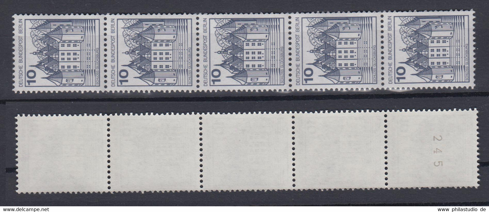 Berlin 532 II Letterset RM 5er Streifen Ungerade Nr. Burgen + Schlösser 10 Pf ** - Roller Precancels