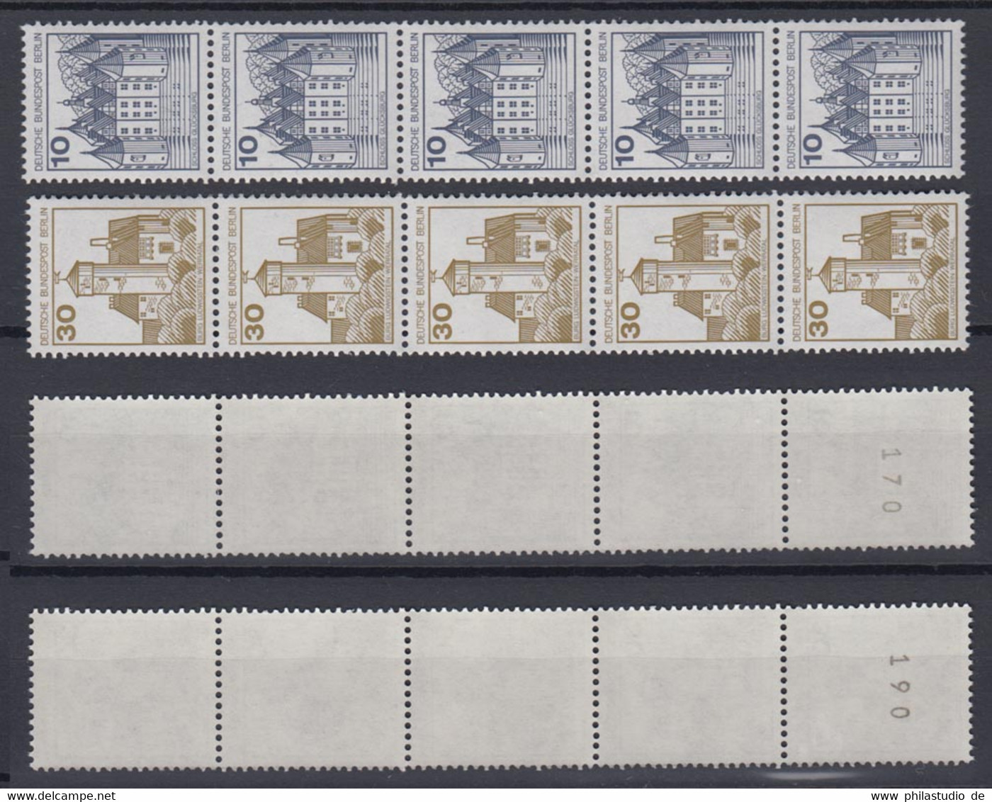 Berlin 532 II + 534 II Letterset 5er Str. Mit Gerader Nummer Burgen+Schlösser ** - Roulettes