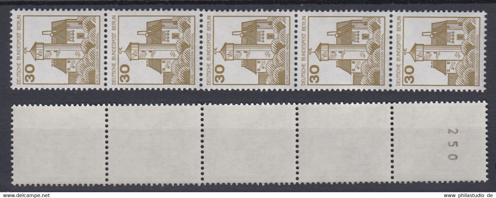 Berlin 534 II Letterset 5er Streifen Mit Gerader Nummer Burgen+Schlösser 30 Pf** - Roller Precancels