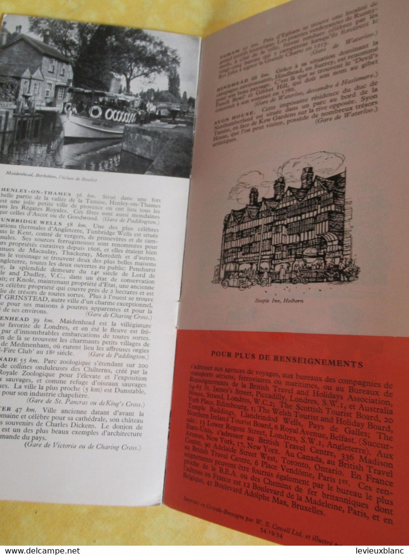 Prospectus touristique/Visitez la Grande Bretagne/Brochure régionale N°9 /LONDRES et environs /en Français/1954   PGC512