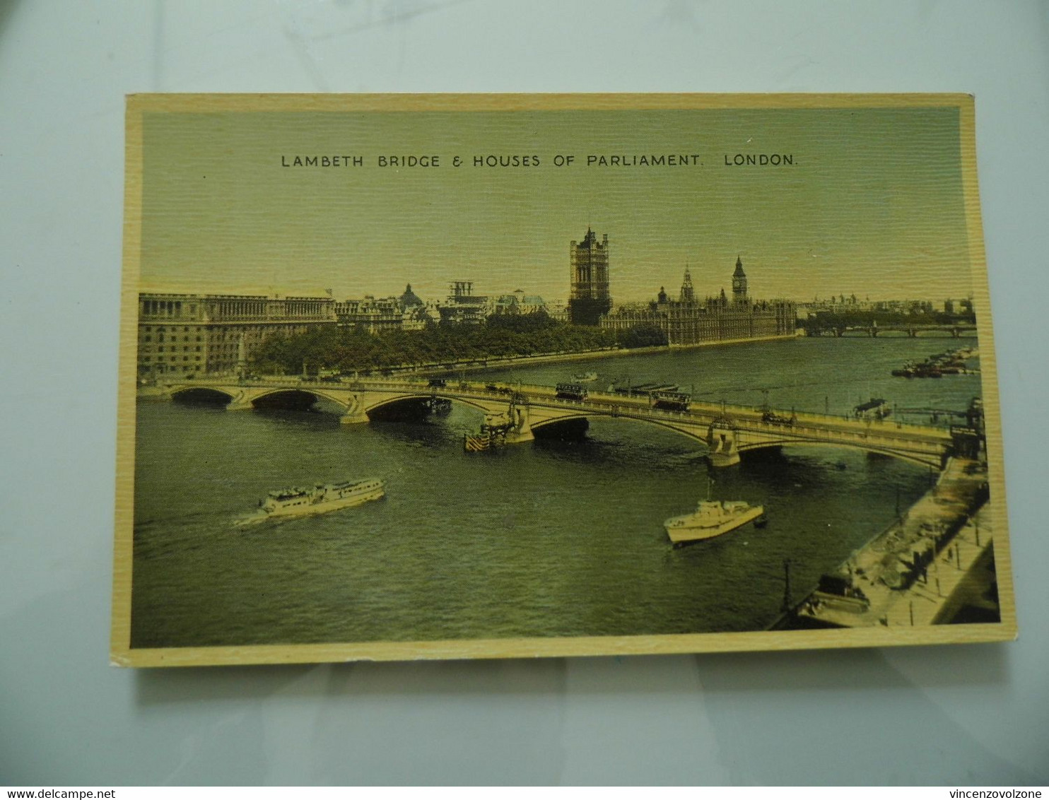 Cartolina "LAMBETH BRIDGE & HOUSES OF PARLIAMENT,LONDON" Dennis Production Card - River Thames