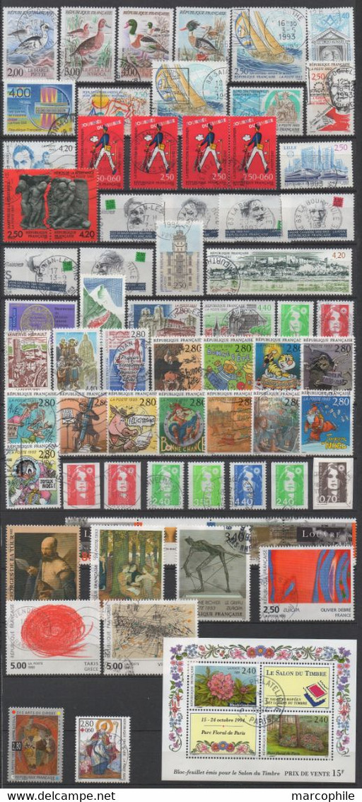 FRANCE / 1993 ANNEE COMPLETE OBLITEREE DU # 2785 AU 2853 / COTE +64.00 €  (ref 6528) - 1990-1999