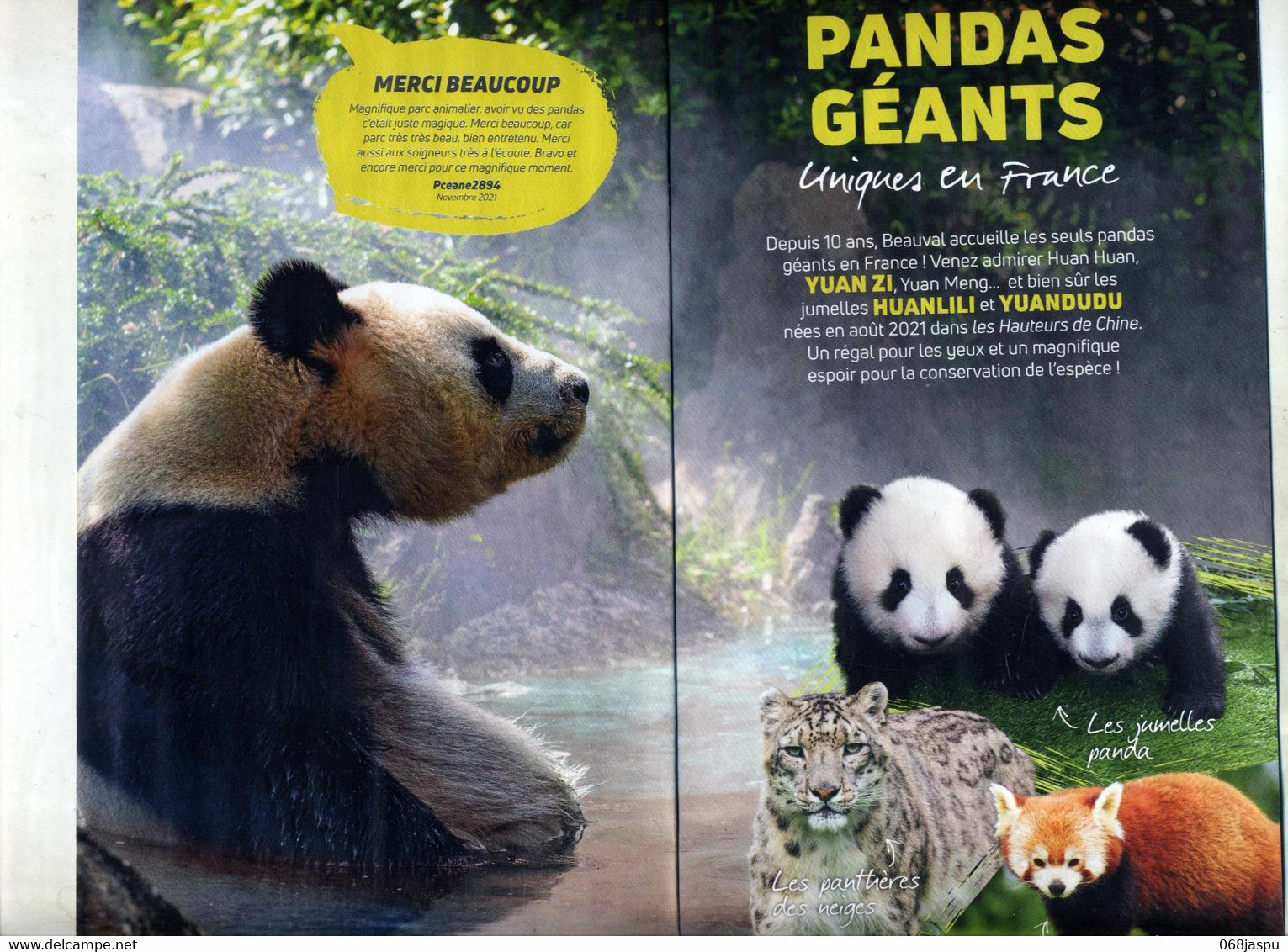 Brochure Zoo De Beauval Theme Panda  Hippopotame Etc - Werbung