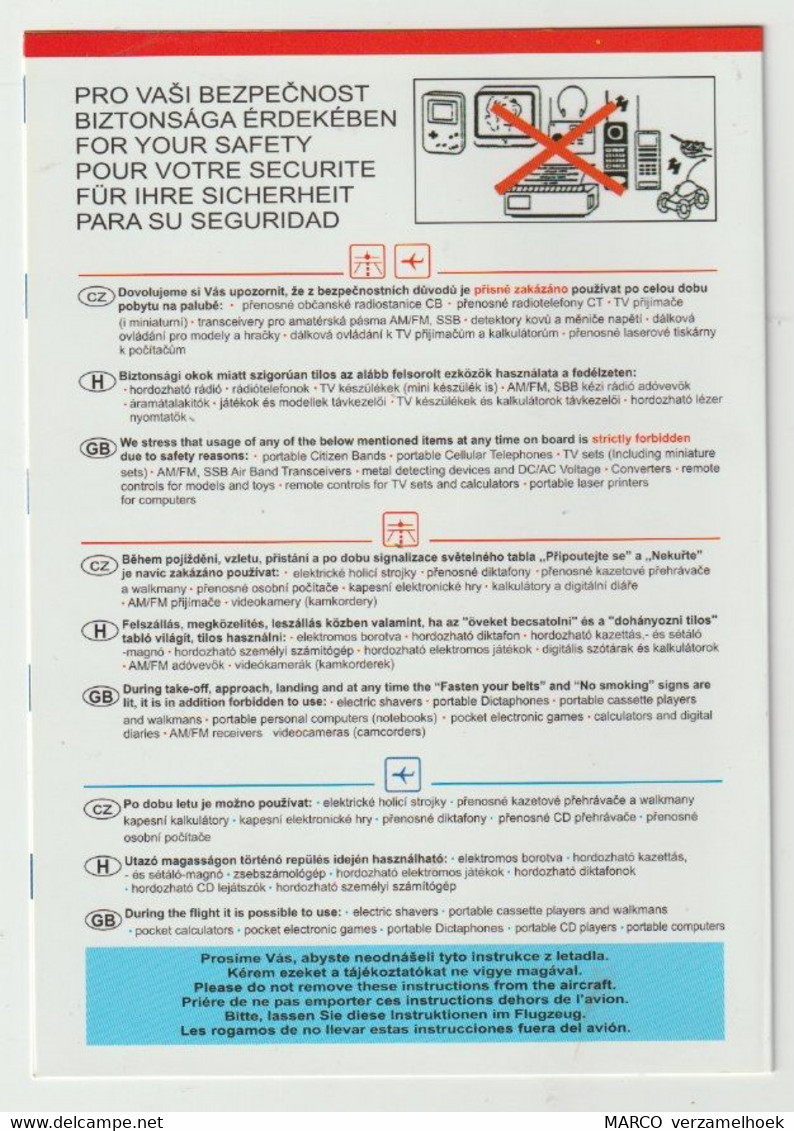 Safety Card Canaria Travel Service Boeing 737-800 The Biggest Czech Airline Company - Scheda Di Sicurezza