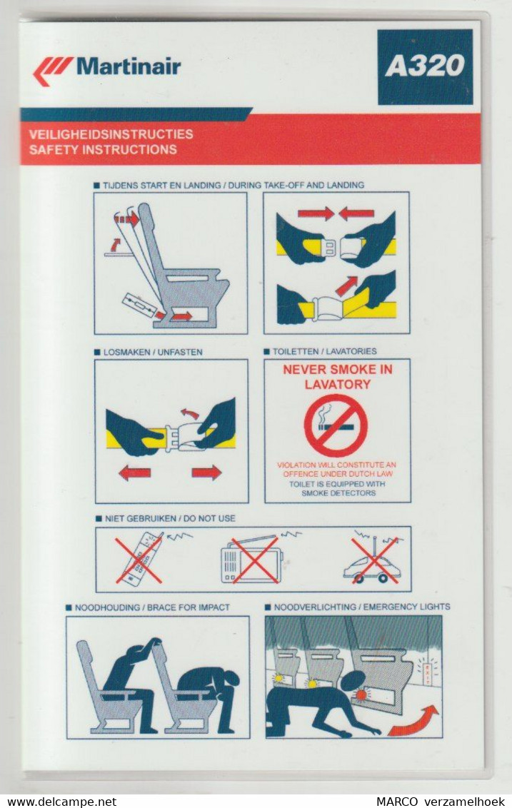 Safety Card Martinair A320 - Veiligheidskaarten