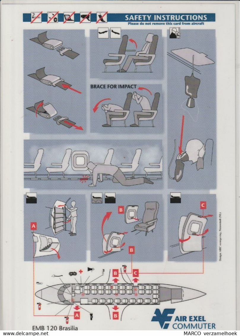 Safety Card Air EXEL Commuter EMB 120 Brasilia - Safety Cards