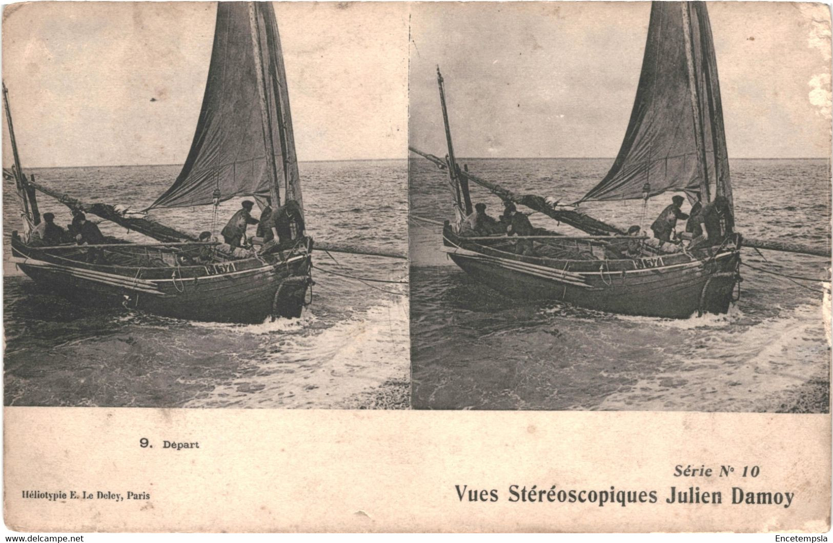 CPA Carte Postale Stéréoscopique  France Voilier Le Départ VM62974 - Voiliers