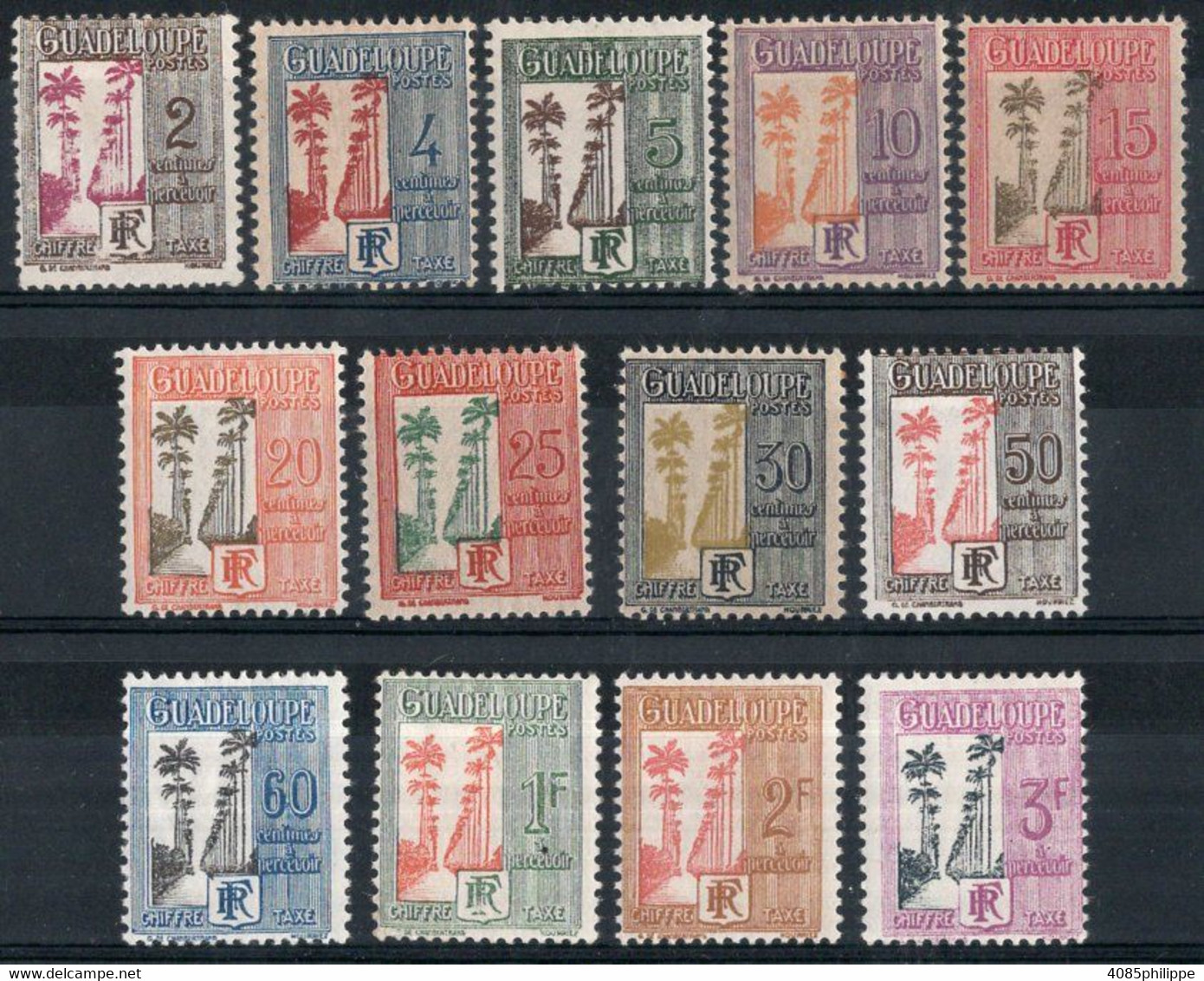 Guadeloupe Timbres-Taxe N°25* à 37*  Neufs Charnières TB Cote 15€00 - Strafport