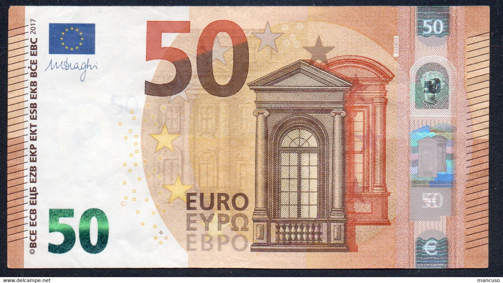 50 EURO ITALIA  S034 ONLY TWO NUMBERS - CIRCULATED - 50 Euro