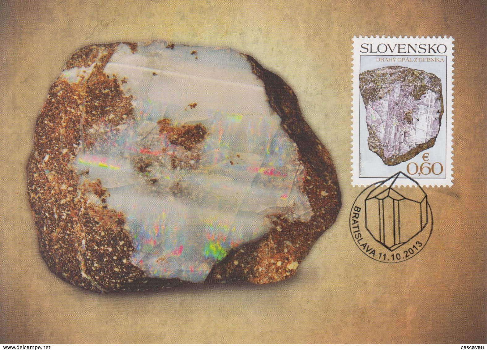 Carte  Maximum  1er   Jour   SLOVAQUIE     Minéraux  :   Opale  De  DUBNIK   2013 - Minerals
