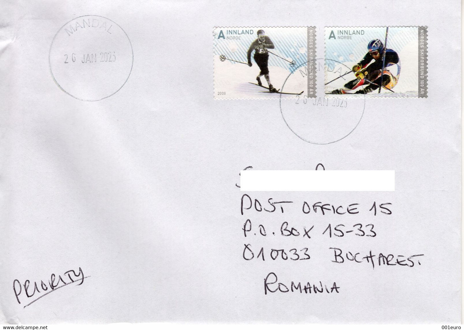 NORWAY: SPORTS, SKIING - OLD & NEW Cover Circulated To Romania - Registered Shipping! - Oblitérés