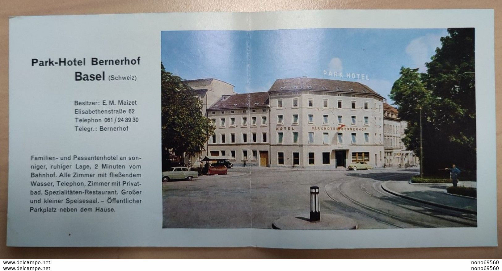 Depliant Publicitaire BASEL PARK HOTEL BERNERHOF Suisse - Werbung