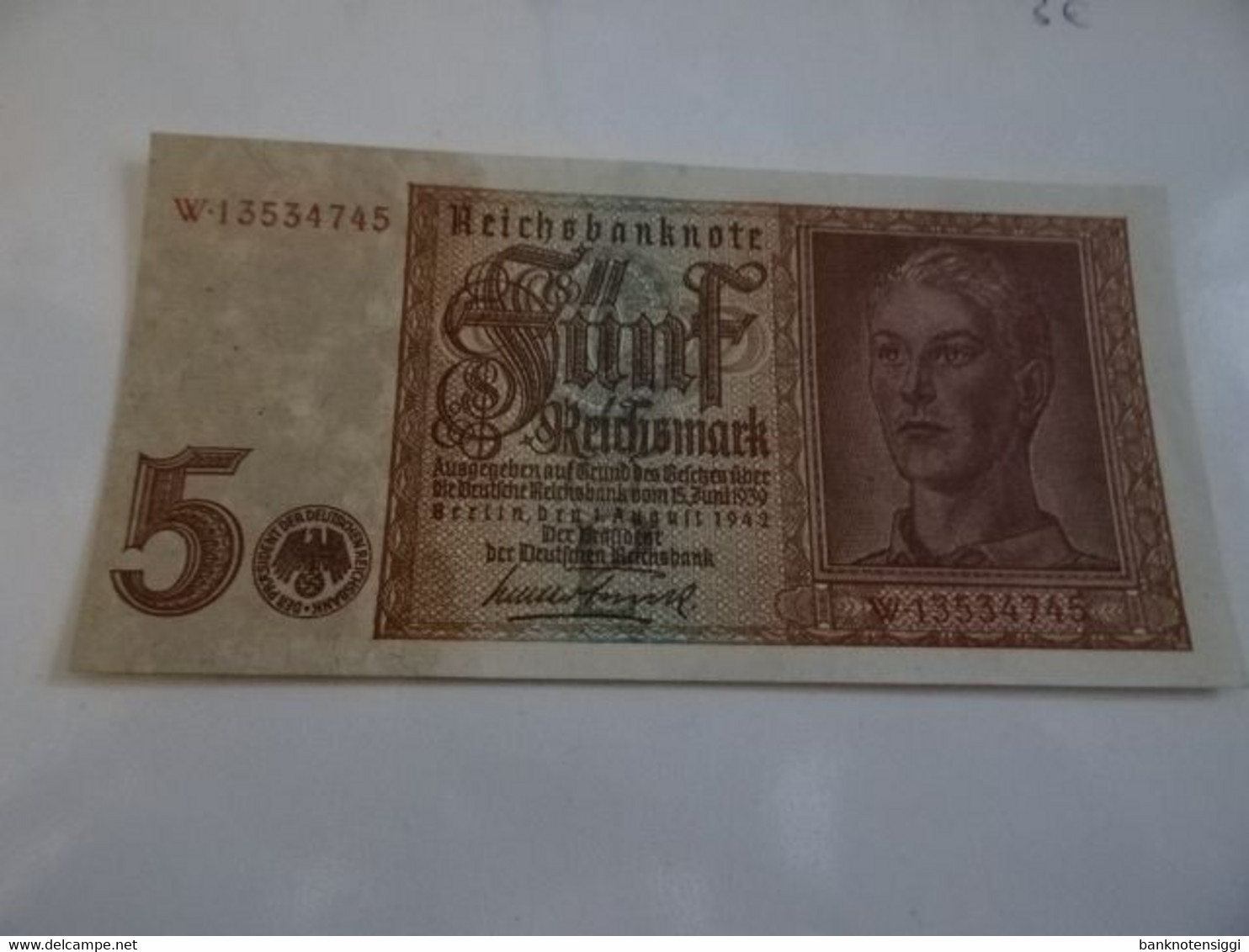 1 Reichsbanknote  5 Reichsmark (Hitlerjunge) Berlin 1942 - 5 Reichsmark