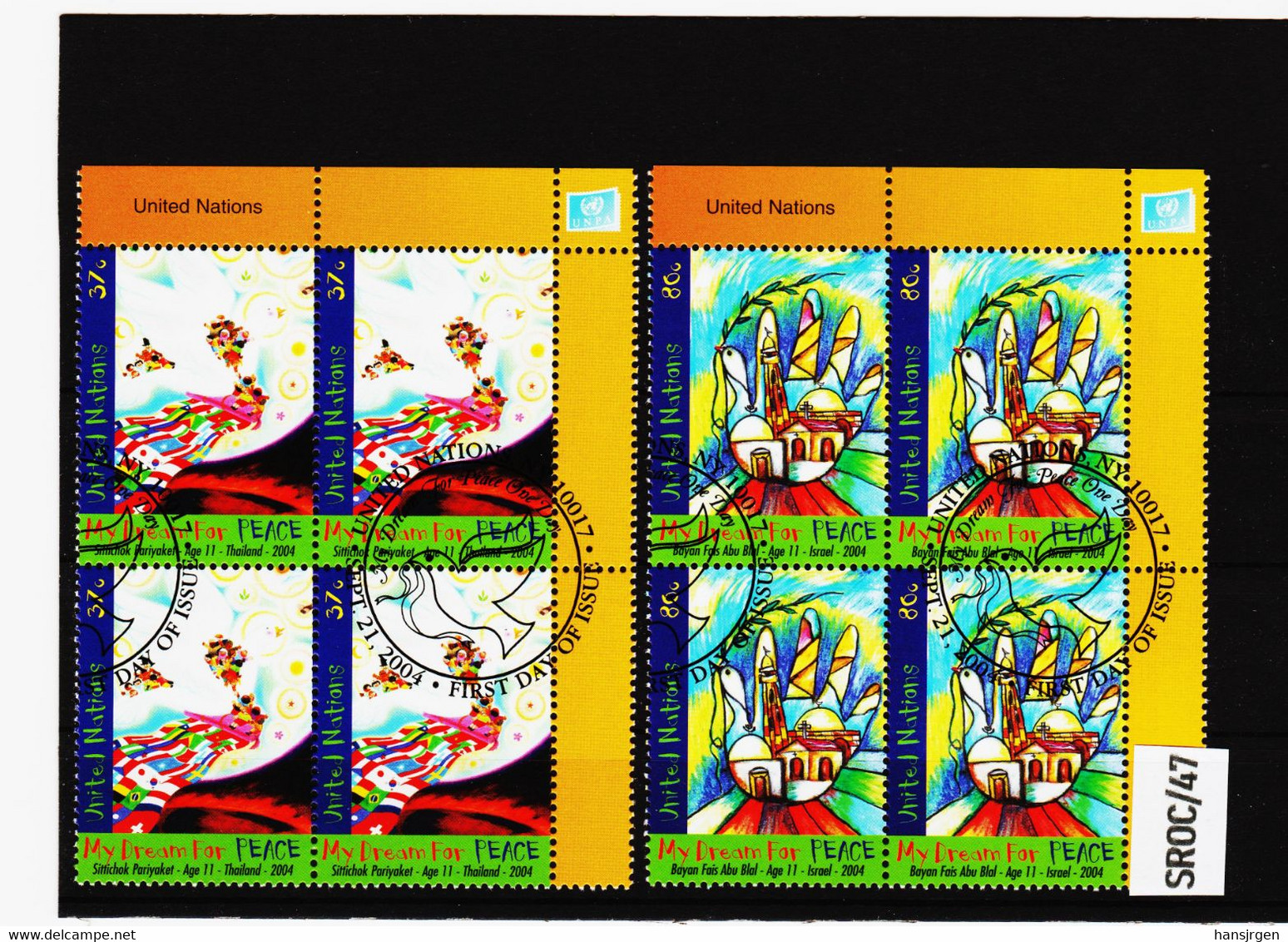 SROC/47 VEREINTE NATIONEN NEW YORK 2004 MICHL 966/67 VIERERBLOCK Gestempelt Siehe ABBILDUNG - Used Stamps
