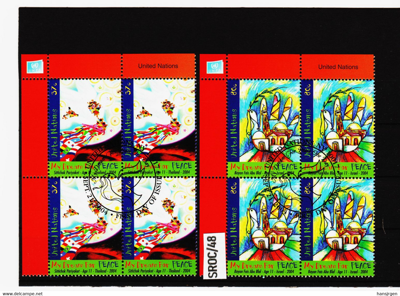 SROC/48 VEREINTE NATIONEN NEW YORK 2004 MICHL 966/67 VIERERBLOCK Gestempelt Siehe ABBILDUNG - Used Stamps