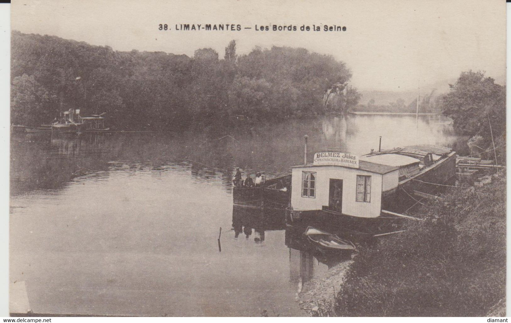 LIMAY-MANTES (78) - Les Bords De La Seine - Sur Péniche L'entreprise DELMEZ  Jules, Constructeur De Bateaux - Bon état - Limay