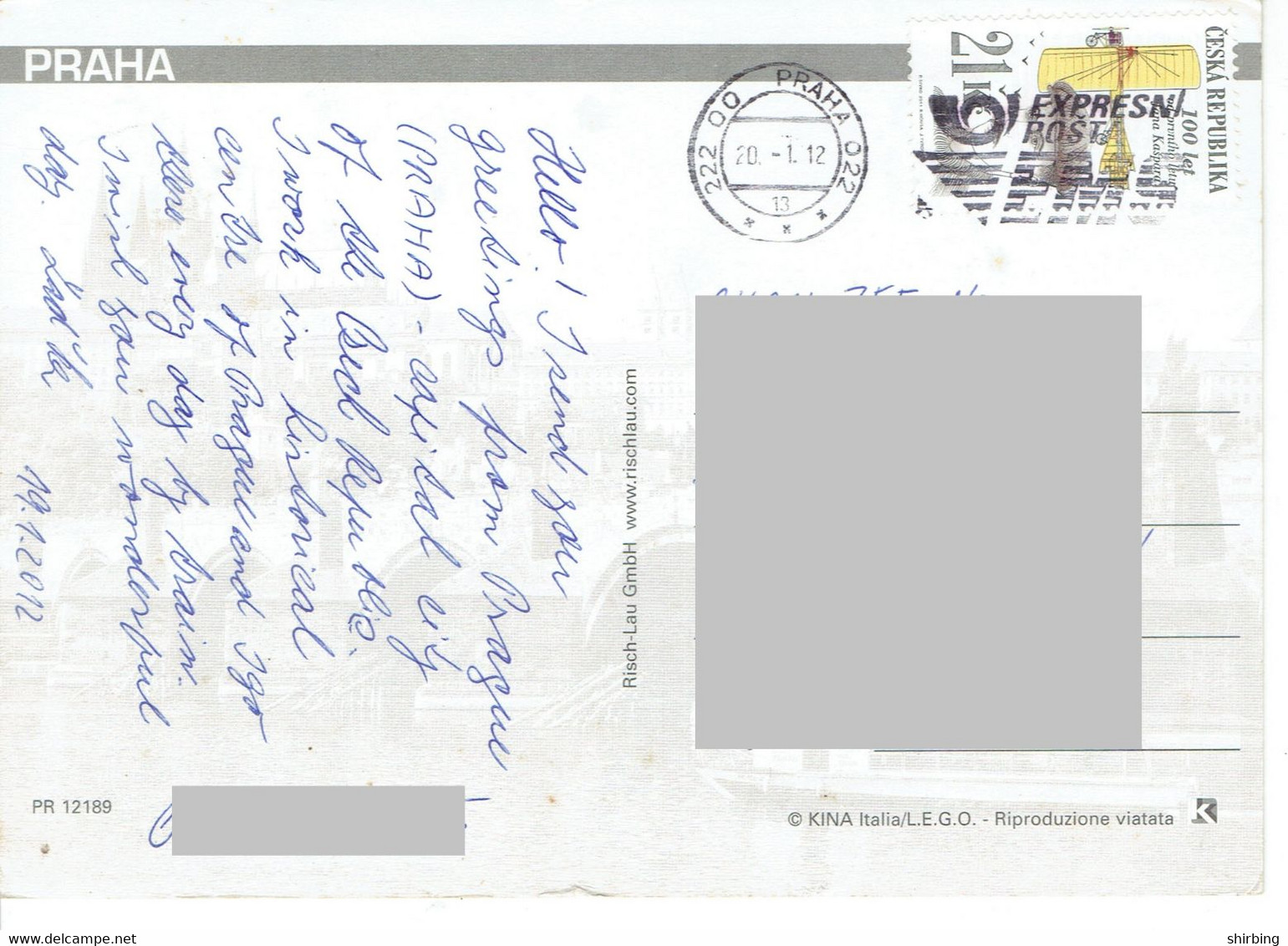 C5 : Czech Republic -airplane Model, Stamps Used On Postcard - Cartas & Documentos