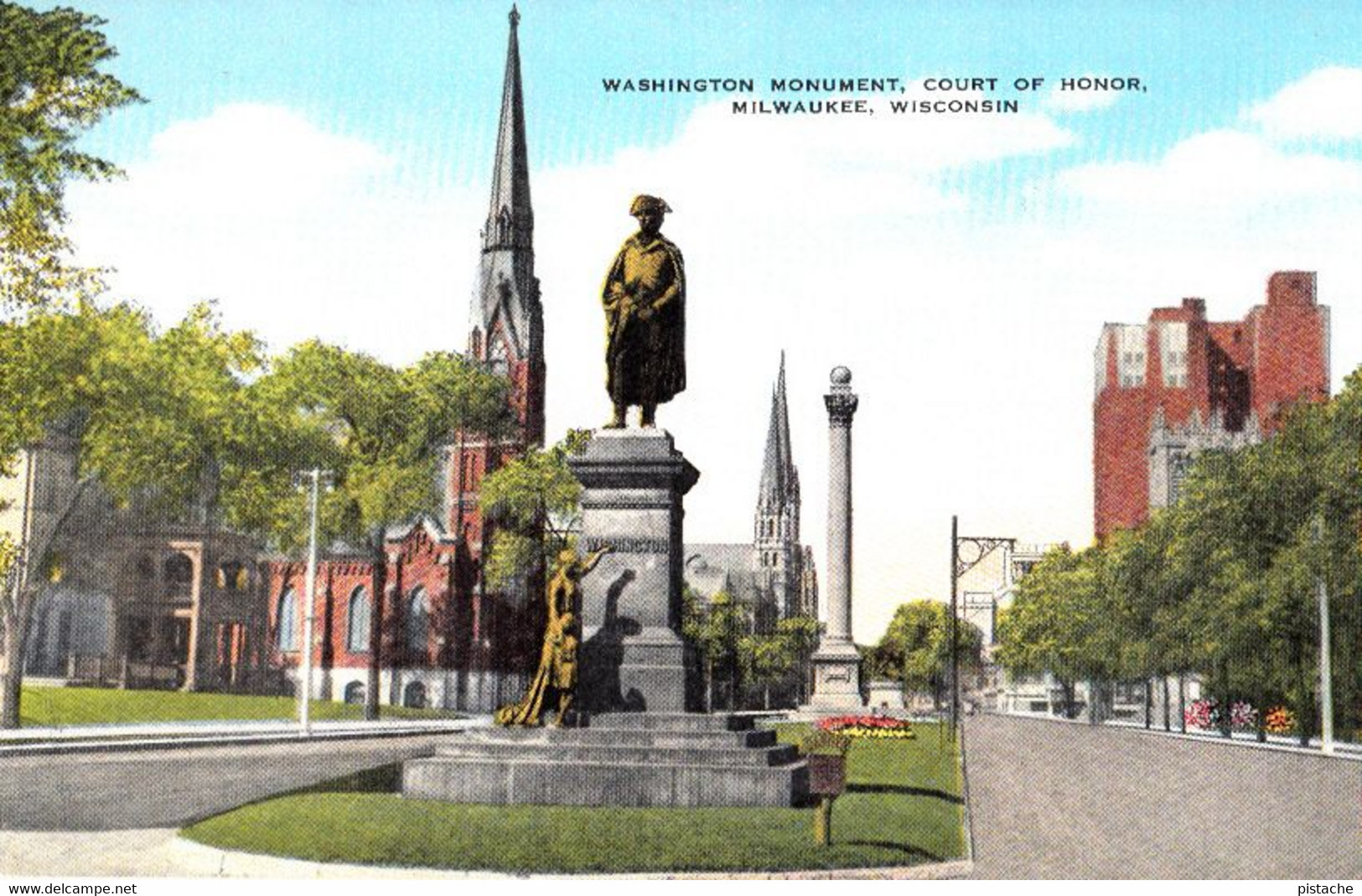 3579 – Milwaukee Wisconsin – Washington Monument – Court Of Honor - Avenue Street – VG Condition - Milwaukee