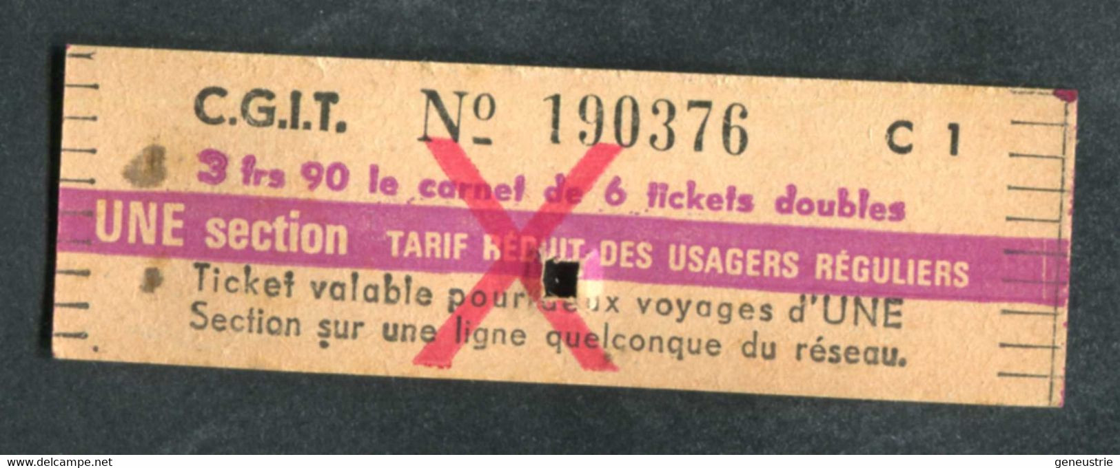 Ticket De Tramway Et Bus De Lille 1 Section 3fr90 - Compagnie Générale Industrielle De Transports (CGIT) - Europa