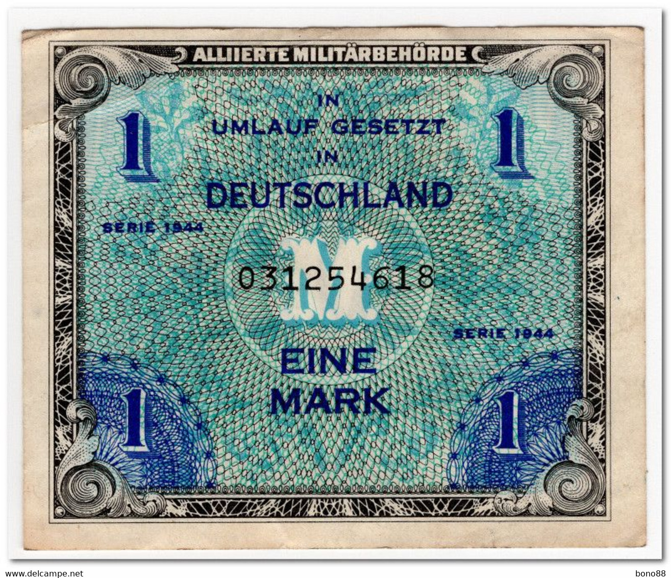 GERMANY,MILITARY PAYMENT,1 MARK,1944,P.192b,XF+ - 1 Mark