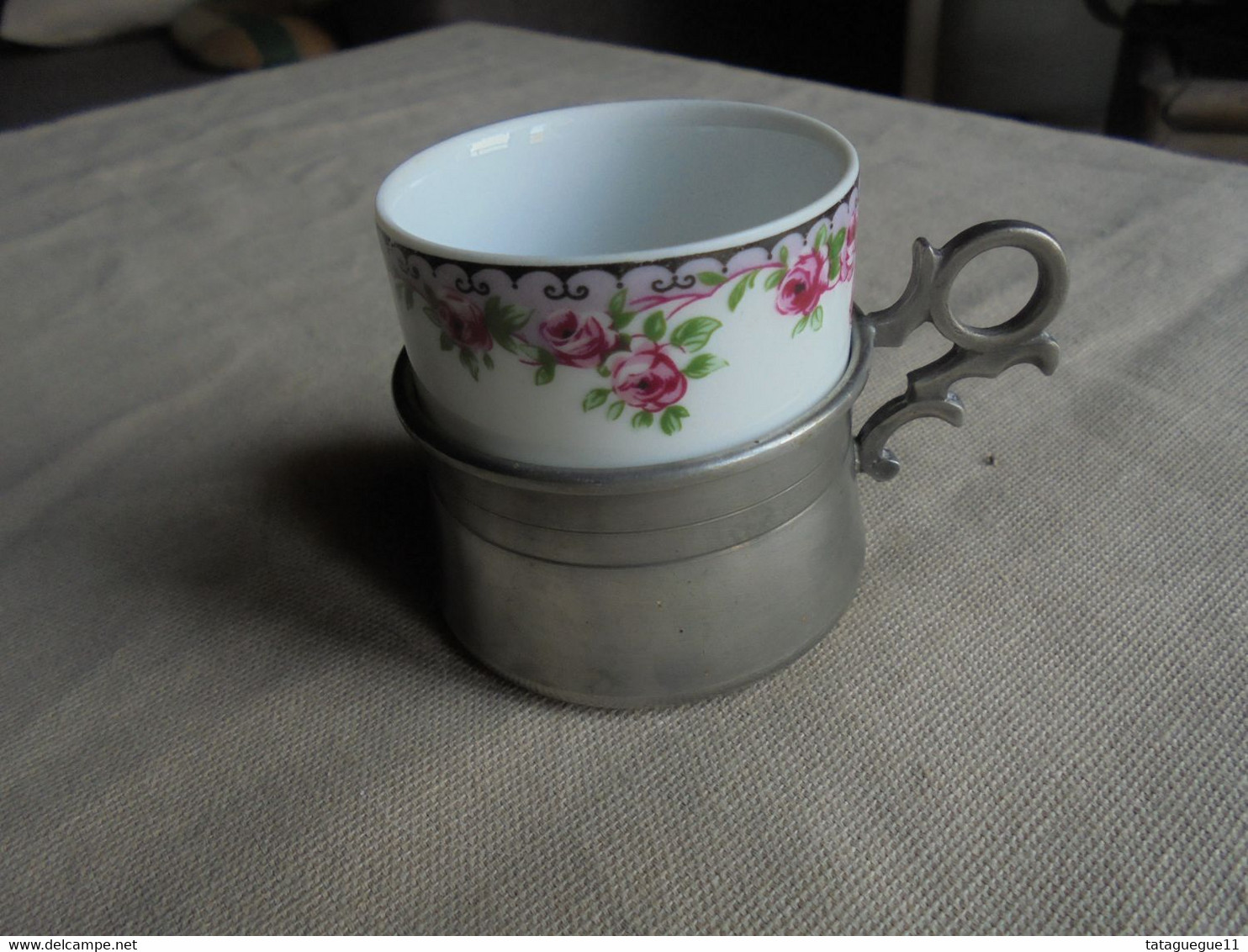 Ancien - Tasse à Café En Porcelaine D'Ancap Sous Tasse En étain Rama Italie - Non Classificati