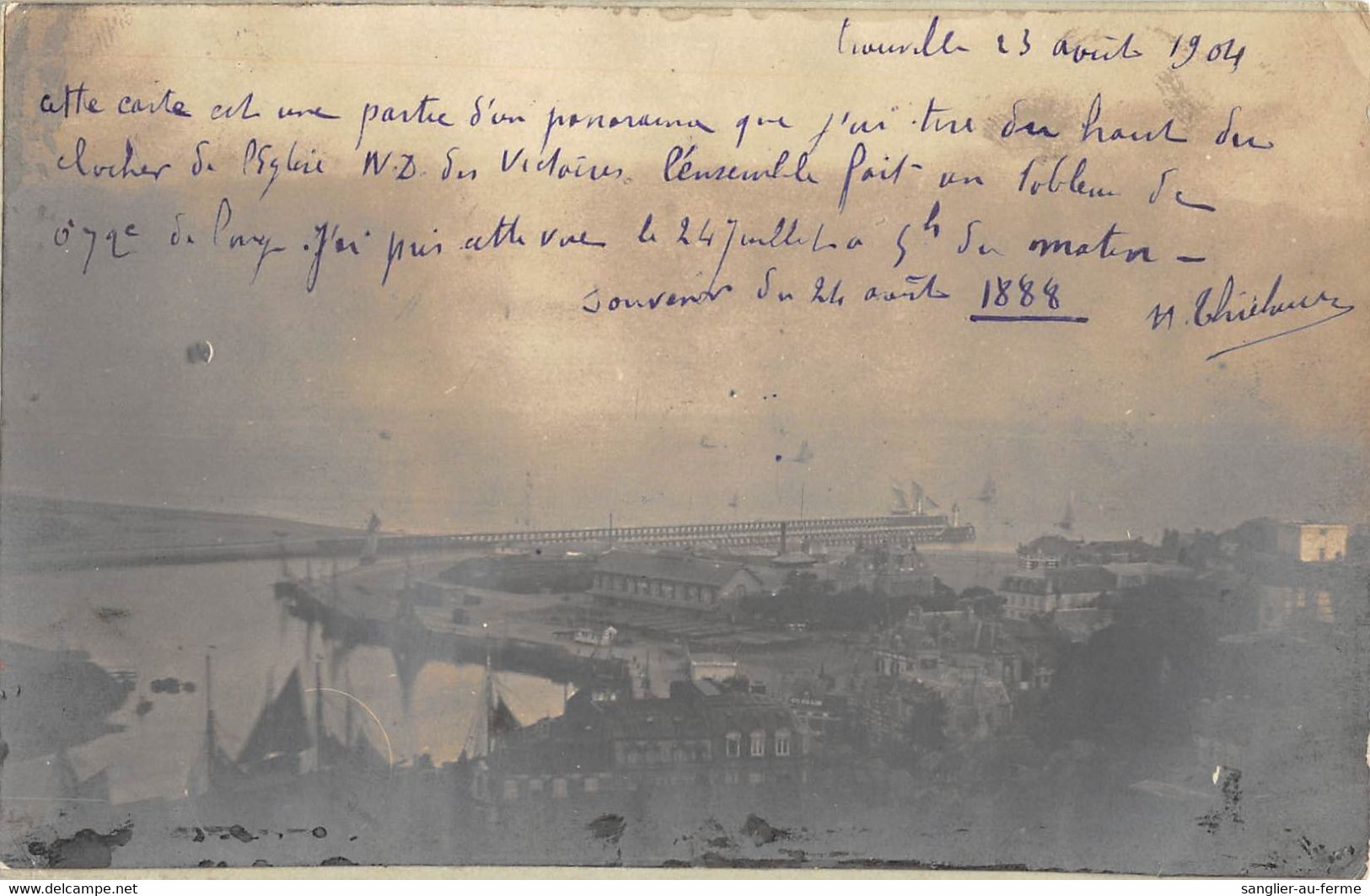 CPA 14 TROUVILLE CARTE PHOTO DU PANORAMA LE 23 AOUT 1904 (cliché N°2 - Trouville