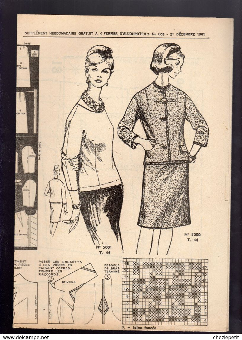 Patron De Couture Tailleur Très Habillé T44 1961 French Vintage Sewing Pattern - Patrons