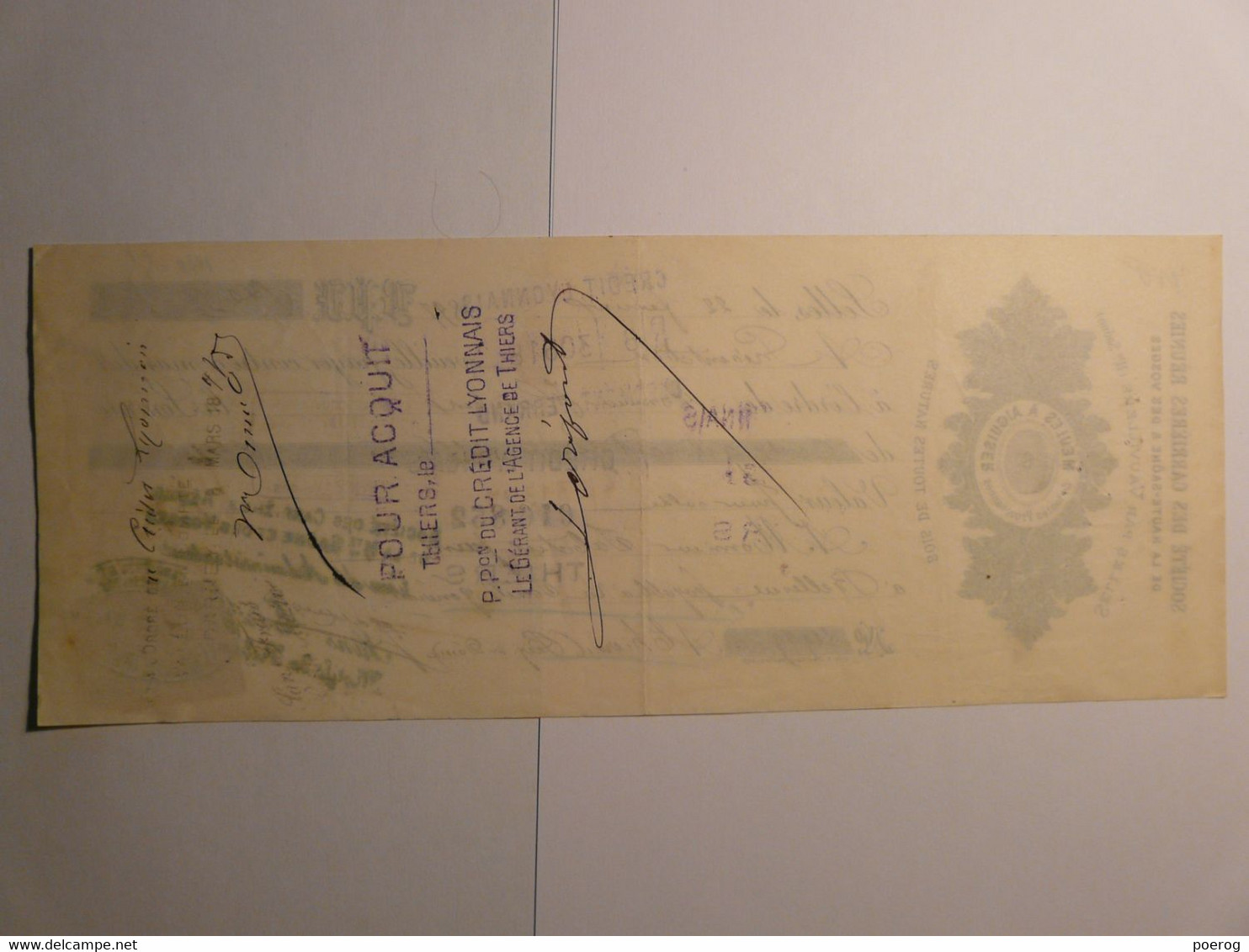 MANDAT LETTRE DE CHANGE CHEQUE De 1897 - SELLES CARRIERES MEULES A AIGUISER VOSGES - THIERS - TAMPONS ET TIMBRES - Bills Of Exchange