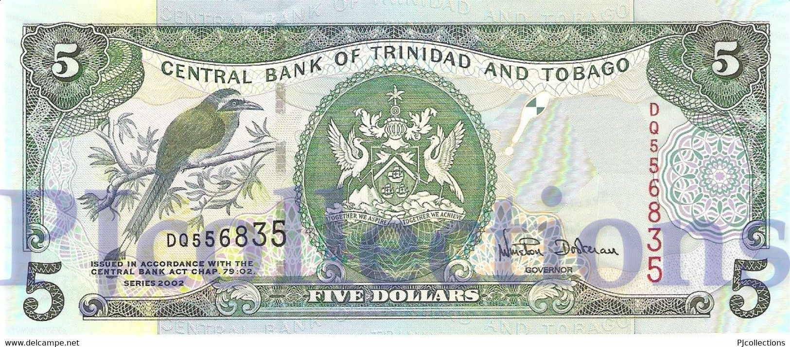 TRINIDAD & TOBAGO 5 DOLLARS 2002 PICK 42b UNC - Trinidad & Tobago