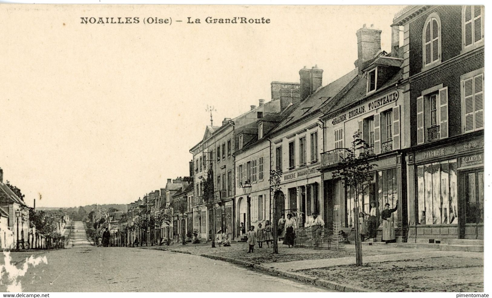 NOAILLES LA GRAND'ROUTE GRAINES ENGRAIS TOURTEAUX BOUCHERIE CHARCUTERIE MALLARD PHARMACIE G. CAMPION 1917 - Noailles