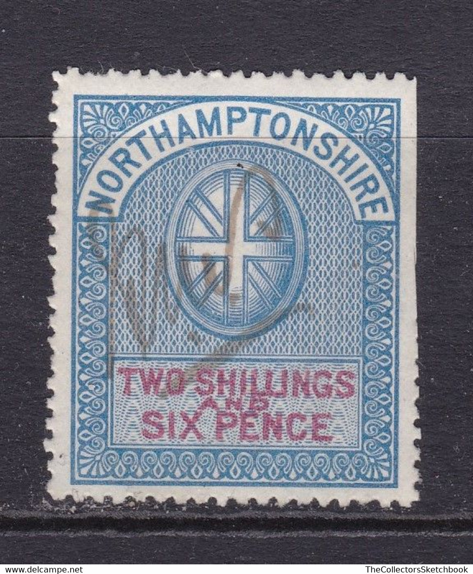 GB Fiscal/ Revenue Stamp.  Northamptonshire 2/6d  Green And Carmine Barefoot 21 - Steuermarken