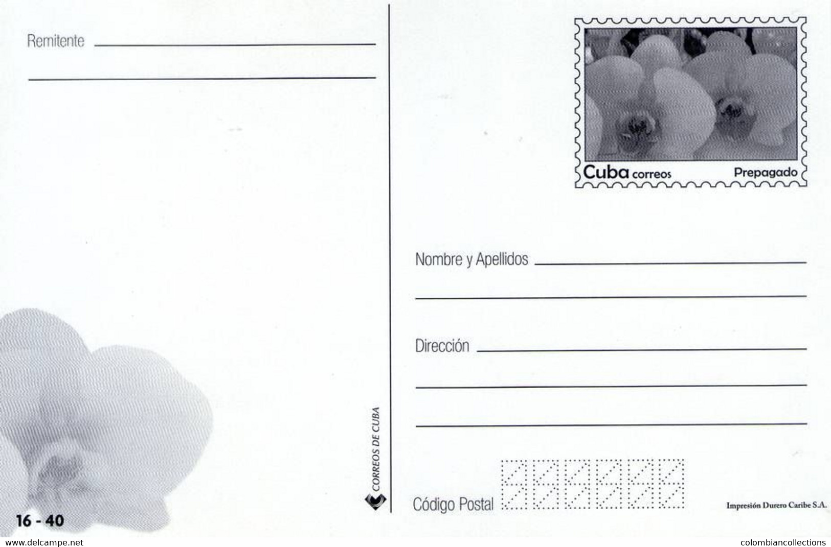 Lote PEP532, Cuba, 2014, Entero Postal, Postal Stationary,  Flower, Orchid Postcard, Mother's Day, 16/40, Postcard - Maximum Cards