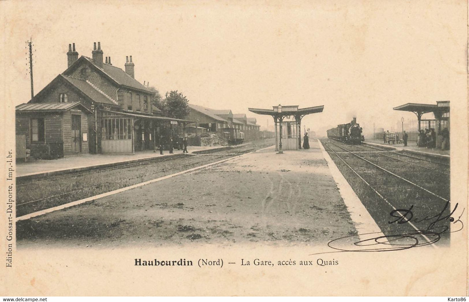 Haubourdin * 1904 * La Gare , Accès Aux Quais * Arrivée Train Locomotive Machine * Ligne Chemin De Fer Du Nord - Haubourdin