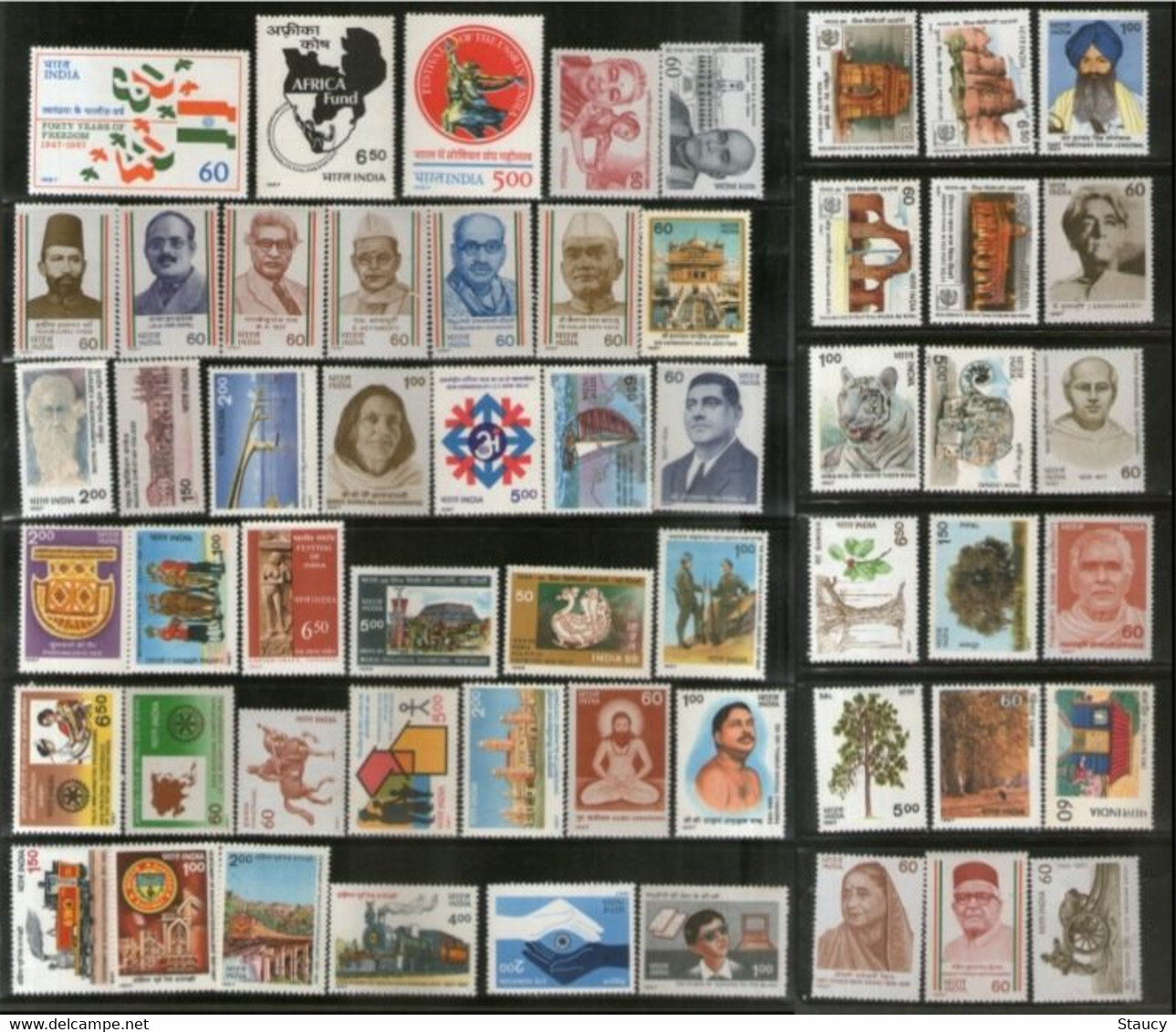 India 1987 Complete Year Pack / Set / Collection Total 56 Stamps (No Missing) MNH As Per Scan - Años Completos