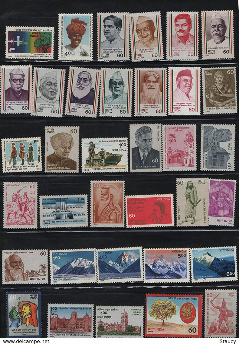 India 1988 Complete Year Pack / Set / Collection Total 57 Stamps (No Missing) MNH As Per Scan - Annate Complete